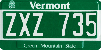 VT license plate ZXZ735