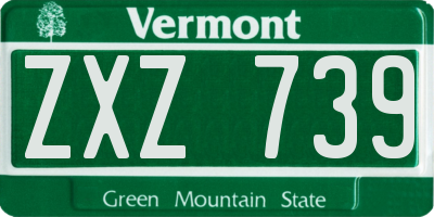 VT license plate ZXZ739
