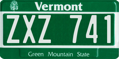 VT license plate ZXZ741