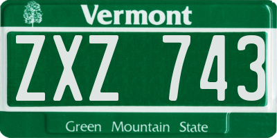 VT license plate ZXZ743