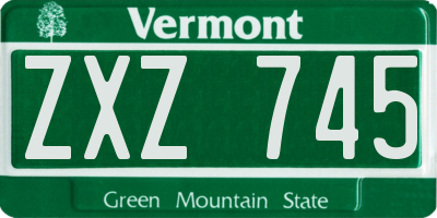 VT license plate ZXZ745