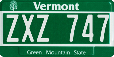VT license plate ZXZ747