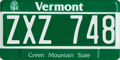 VT license plate ZXZ748