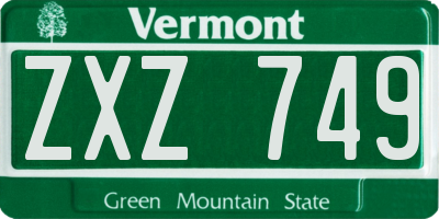 VT license plate ZXZ749