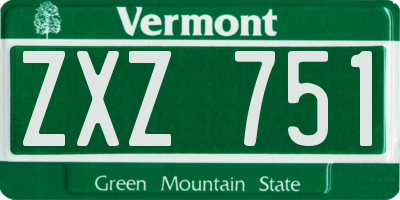 VT license plate ZXZ751
