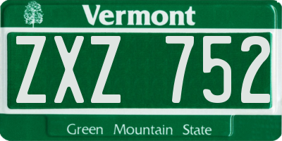 VT license plate ZXZ752