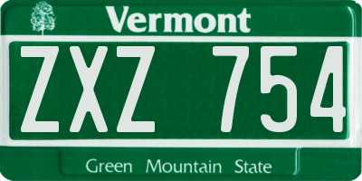 VT license plate ZXZ754