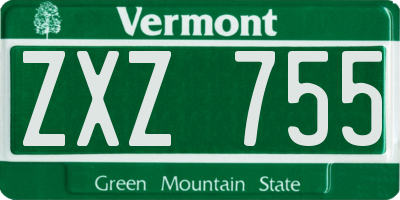 VT license plate ZXZ755