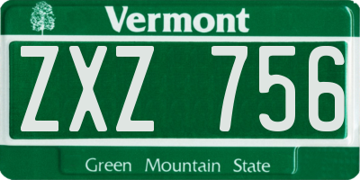 VT license plate ZXZ756