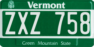 VT license plate ZXZ758