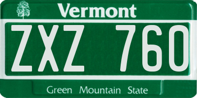 VT license plate ZXZ760