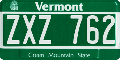 VT license plate ZXZ762
