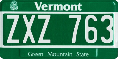 VT license plate ZXZ763