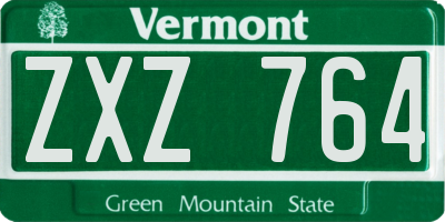 VT license plate ZXZ764