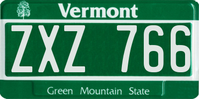 VT license plate ZXZ766
