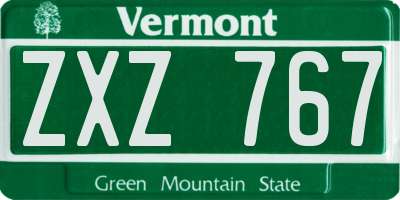 VT license plate ZXZ767