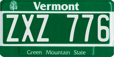 VT license plate ZXZ776