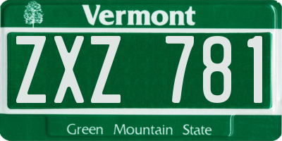 VT license plate ZXZ781