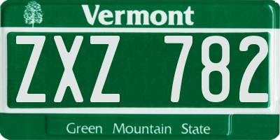 VT license plate ZXZ782