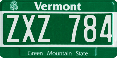 VT license plate ZXZ784