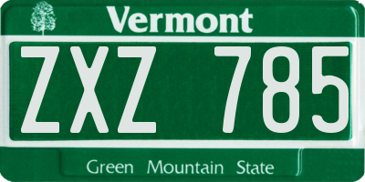 VT license plate ZXZ785