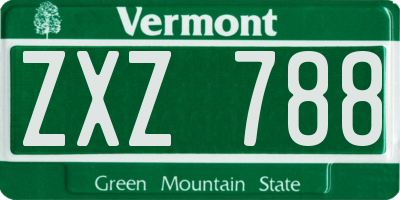 VT license plate ZXZ788