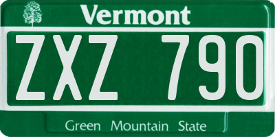 VT license plate ZXZ790