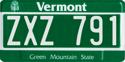 VT license plate ZXZ791