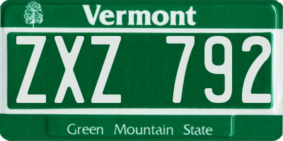 VT license plate ZXZ792