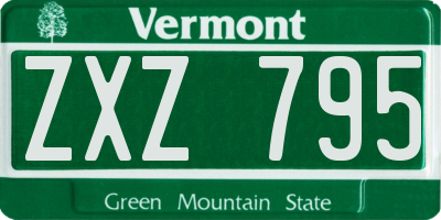 VT license plate ZXZ795