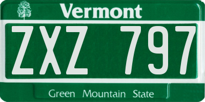 VT license plate ZXZ797
