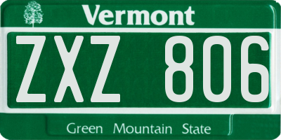 VT license plate ZXZ806