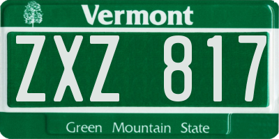 VT license plate ZXZ817