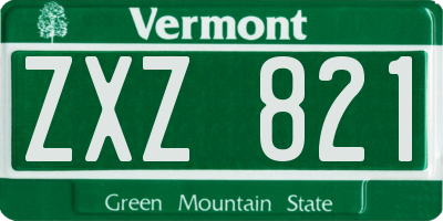 VT license plate ZXZ821