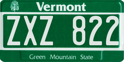 VT license plate ZXZ822