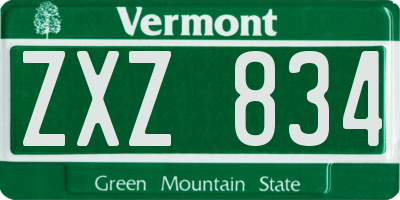 VT license plate ZXZ834