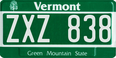 VT license plate ZXZ838