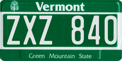 VT license plate ZXZ840