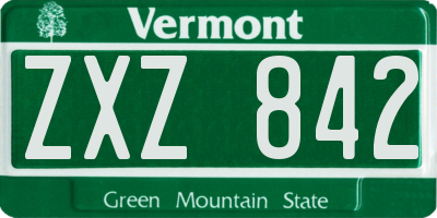 VT license plate ZXZ842