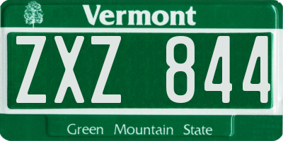 VT license plate ZXZ844