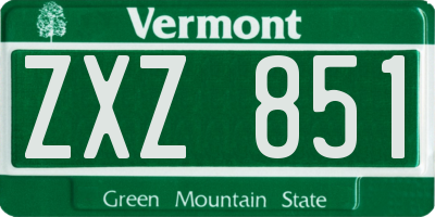 VT license plate ZXZ851