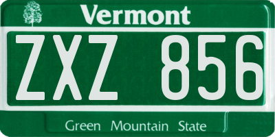 VT license plate ZXZ856