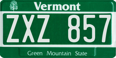 VT license plate ZXZ857