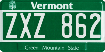 VT license plate ZXZ862