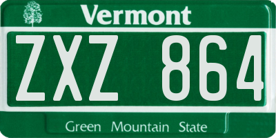 VT license plate ZXZ864