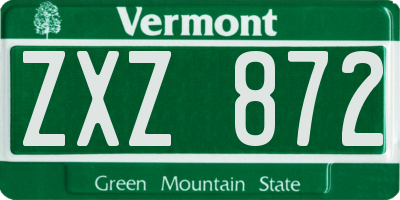 VT license plate ZXZ872