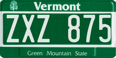 VT license plate ZXZ875