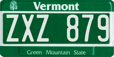 VT license plate ZXZ879