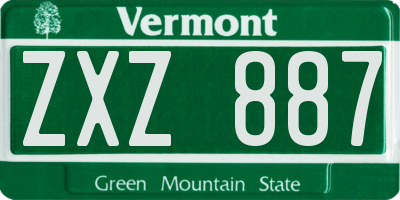 VT license plate ZXZ887