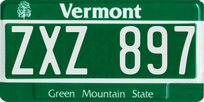 VT license plate ZXZ897